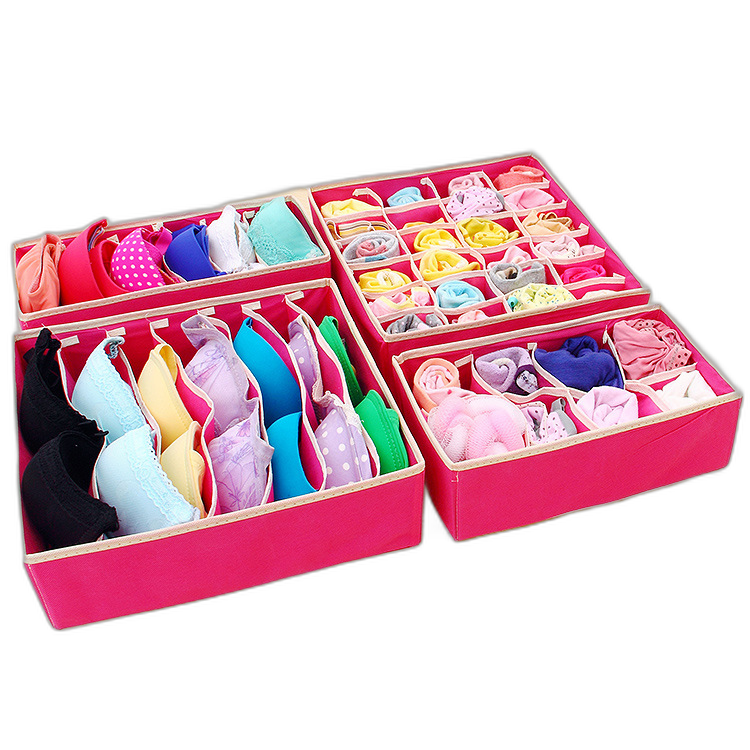 Beige gray underwear storage box four-piece socks fabric home bra finishing finishing