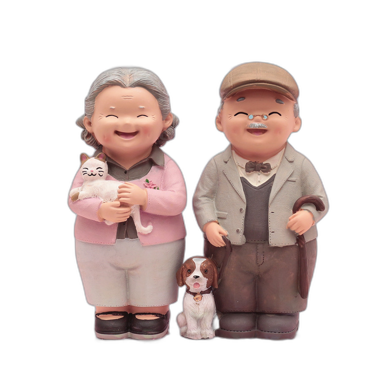 Creative old man birthday wedding gift granny home living room character decoration resin decoration
