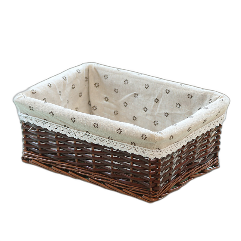 Organize household items wicker storage basket supermarket display hand-woven rattan hand basket