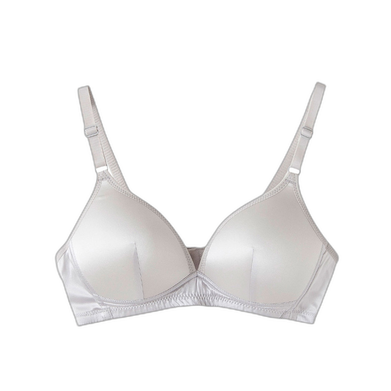 Beinumeng Mulberry Silk No Steel Ring Bra 2023 New Trace Women's Spring and Summer Thin Underwear Gathered Closed Closed