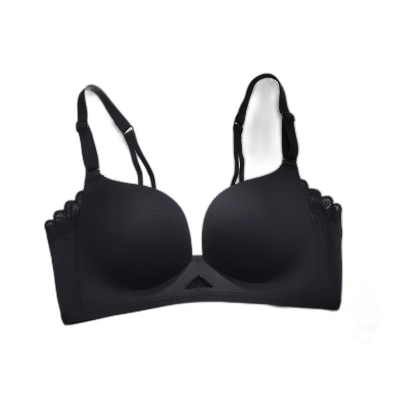Manufacturers approve new comfortable small chest push-up underwear women's glossy no steel ring bra thin cup cup