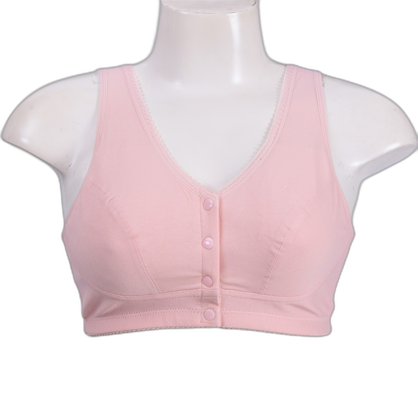 Mother's underwear bra middle-aged and elderly women's front buckle no steel ring cotton vest style large size pure gather gather