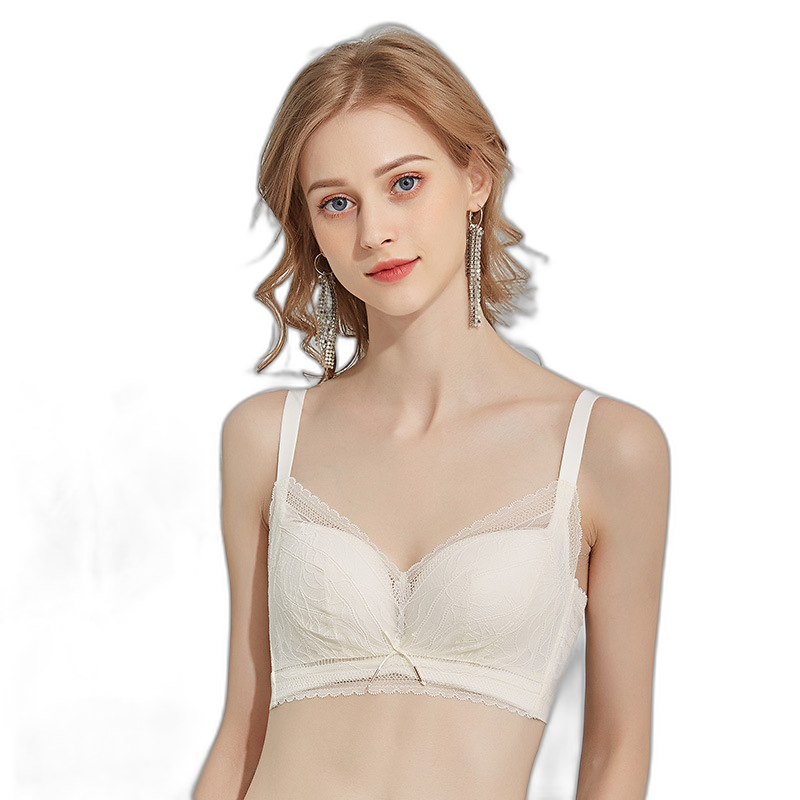 Mulberry silk thin section no rims bra lace sexy gathered breasts underwear women S109 S109