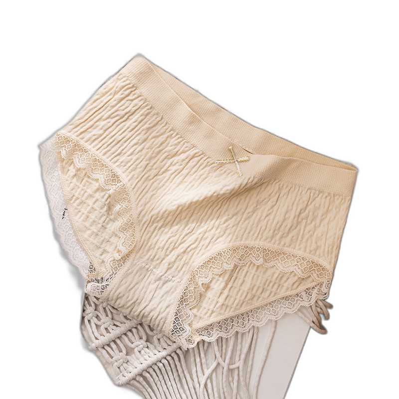 Pure cotton graphene women's bubble pants large size fat MM mid-waist underwear lace triangle girl simple underwear