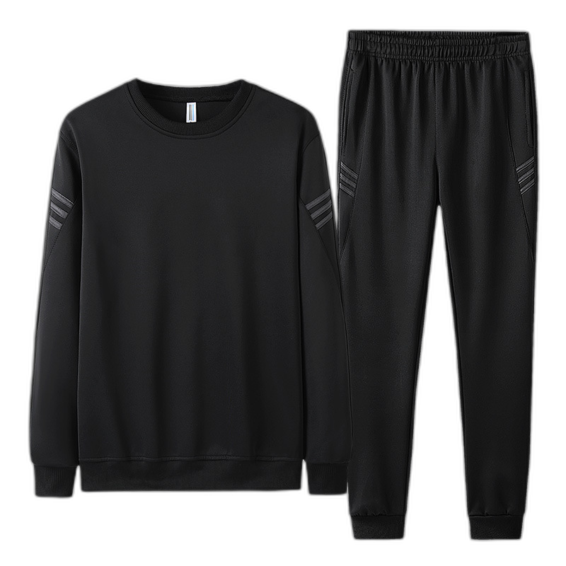 2020 autumn new casual sports sweater suit men's striped round neck trousers two-piece set set
