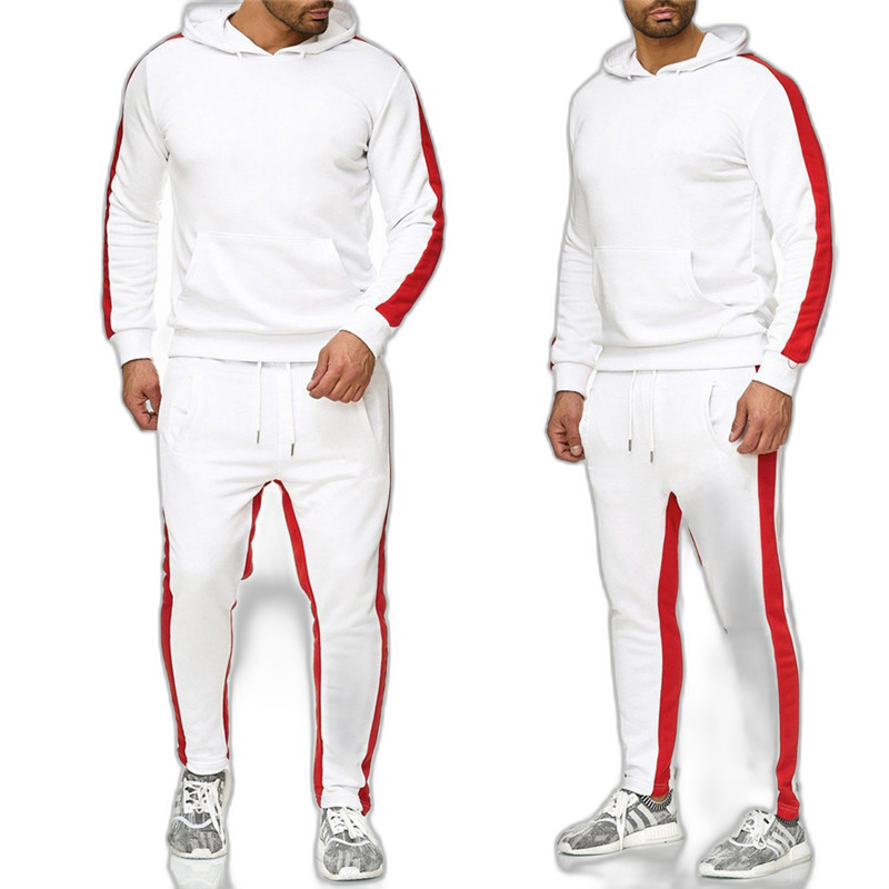 2019 autumn and winter European American trendy fashion brand men's hoodie casual plus velvet solid color loose sweater suit suit