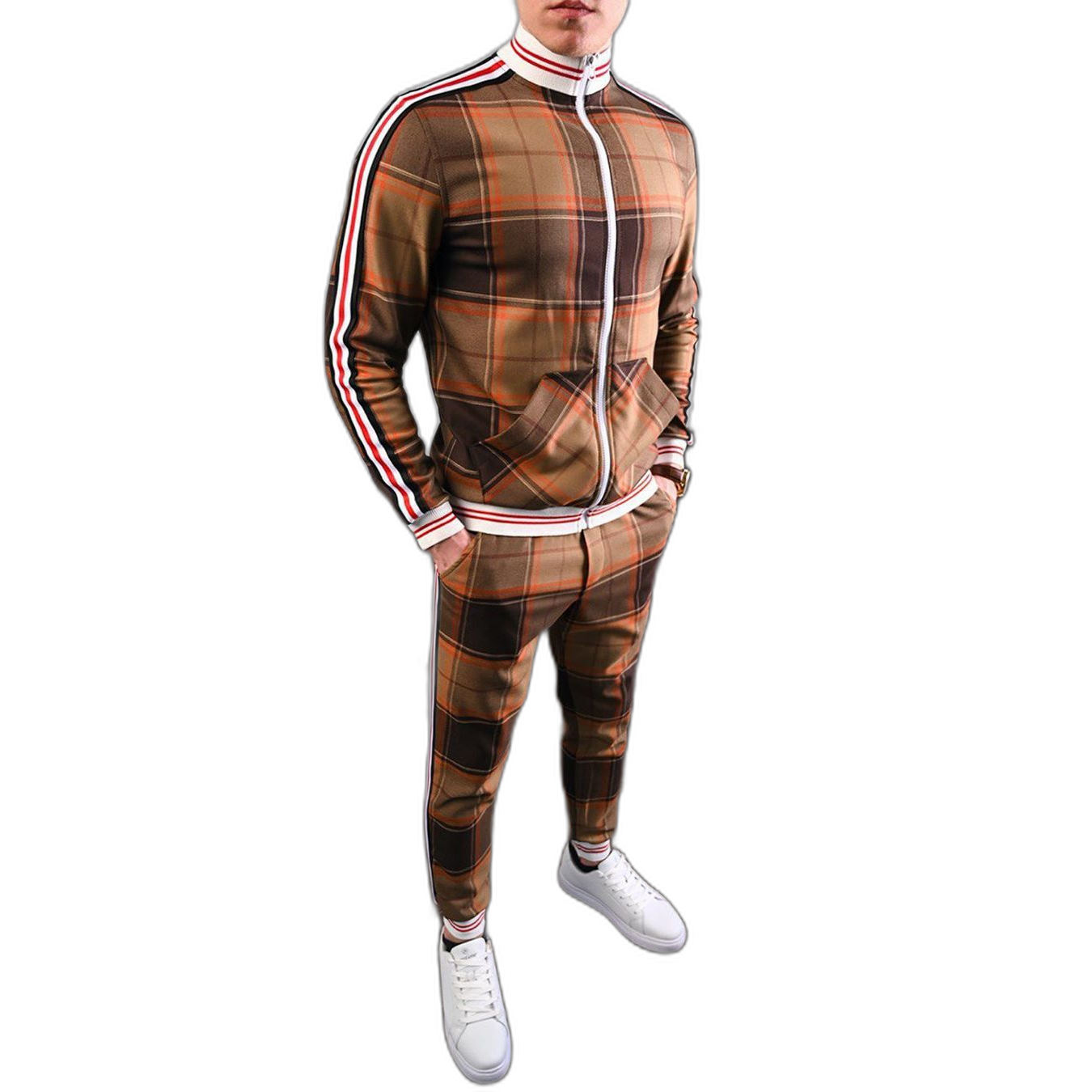 2020 Cross-border Men's Suits Amazon Autumn Casual Wear European and American Trendy Brand Large Size Sportswear Two-piece Set Set