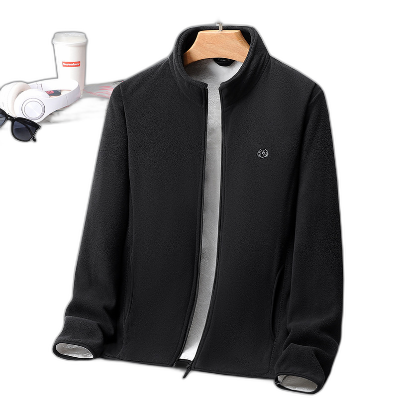 2023 polar fleece jacket men's plus thickened sweater middle-aged and elderly warm large size size