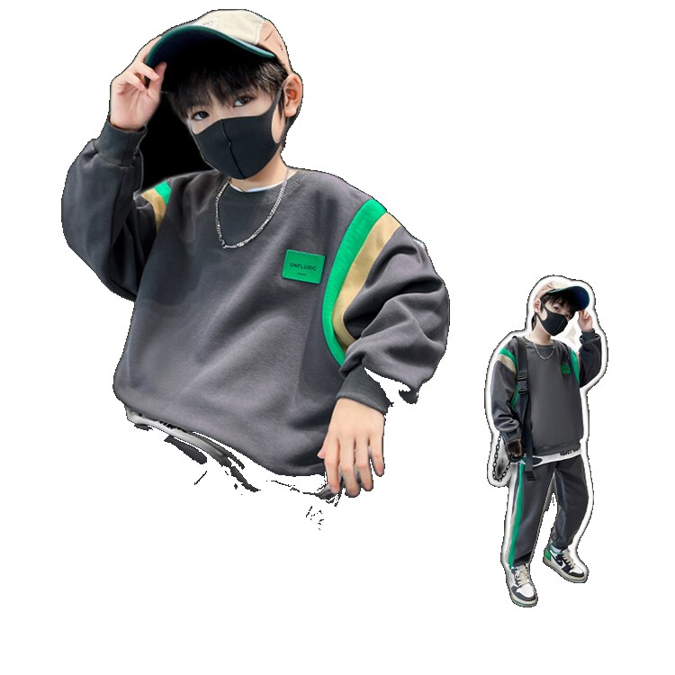 2023 Children's Clothing Boys Spring and Autumn Sweatshirt Pants Set Handsome Two-piece Cross-border Trend Trend