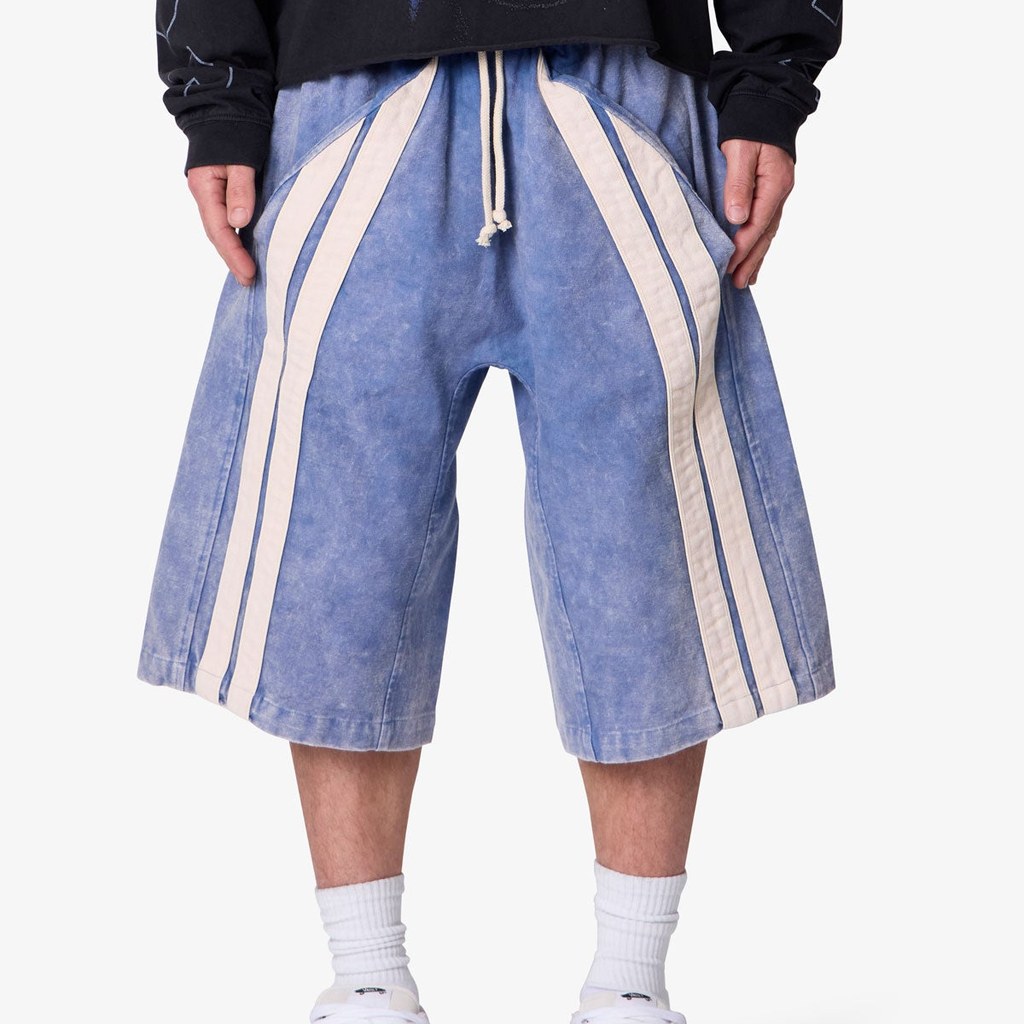mnml Ultra Baggy Stripe Twill Shorts - Washed Blue