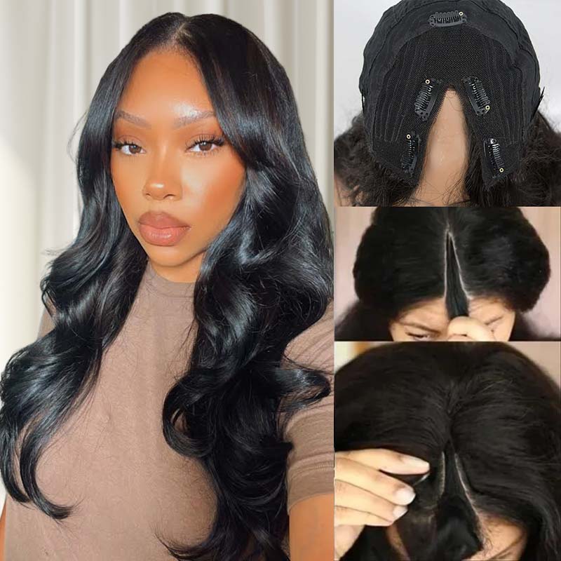 QVR Beginner Friendly V Part Body Wave Human Hair Wig