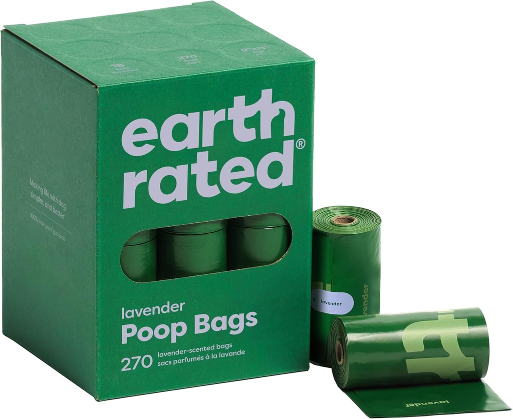 宠物用品 宠物拾便袋 poop bags for dogs guaranteed leak proof and extra thick waste bag refill rolls lavender scented 270 bags