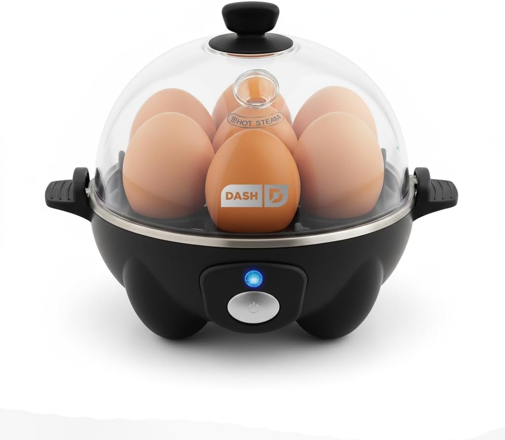 家用电器 煮蛋器 蒸蛋器 rapid egg cooker - boiler poacher steamer - includes measuring recipe guide - dishwasher safe - bpa free - holds 7 eggs black