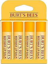 美妆 burt s bees lip balm - original beeswax lip moisturizer with responsibly sourced beeswax tint-free natural origin conditioning treatment 4 tubes 0 15 oz