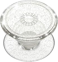 PopSockets Translucent Phone Grip with Expanding Kickstand, PopSockets for Phone, Adhesive Grip, Translucent PopGrip - Clear Glitter Silver