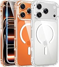 手机配件 手机钢化膜 屏幕保护膜 fntcase for iphone 17 pro-max case clear magnetic phone cases with screen protector compatible with magsafe slim anti yellowing rugged shockproof protective transparent cell cover a-c