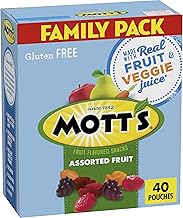 休闲食品 零食 mott s assorted fruit snacks family pack gluten free gummies made with fruit veggie juice good source of vitamin c gelatin free 40 count individual pouches 32 oz