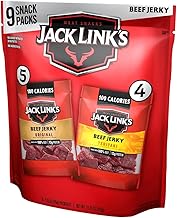 Jack Link's Beef Jerky Variety Pack - Includes Original and Teriyaki Jerky, Bulk Protein Snack Pack, Good Source of Protein, Meat Snacks Made with 100% Beef, Individual Bags - 1.25 Oz (Pack of 9)