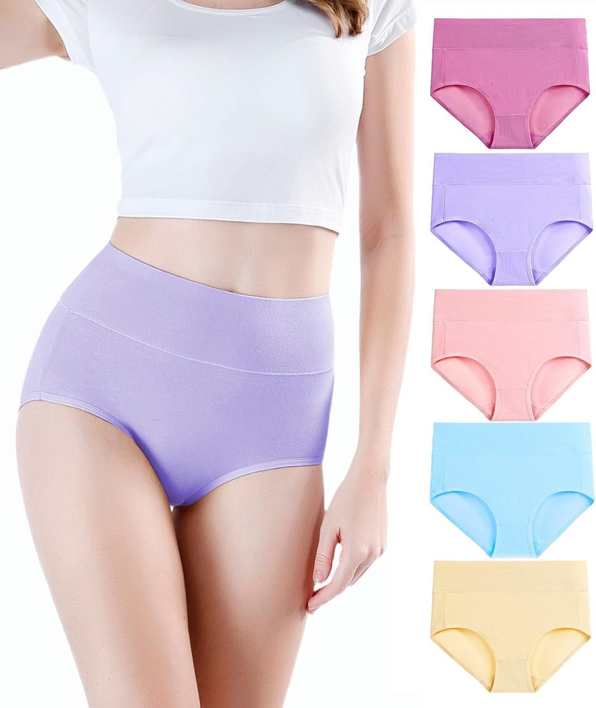 women s underwear high waisted ladies cotton panties soft full coverage briefs 5 pack