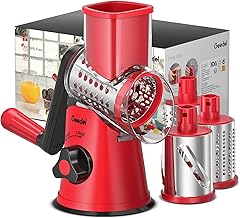 家用电器 geedel rotary cheese grater kitchen mandoline vegetable slicer with 3 interchangeable blades easy to clean grater for fruit vegetables nuts