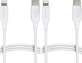 手机配件 usb-c to lightning charger cable apple mfi certified for iphone 14 13 12 11 x xs pro pro max plus ipad fast charging high speed data sync 6 ft white pack of 2