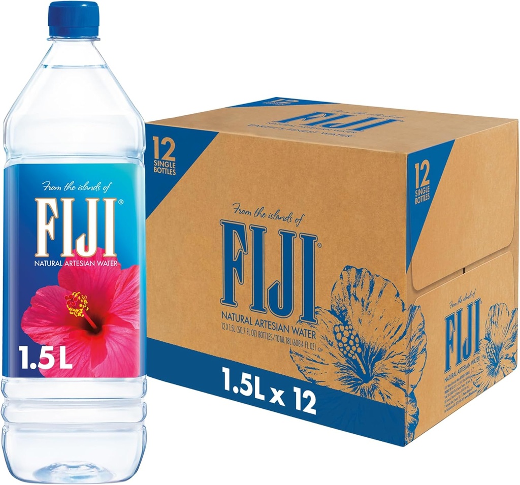 饮料 fiji natural artesian bottled water 1 5 liters 50 7 fl ounce pack of 12 - 100 natural electrolytes