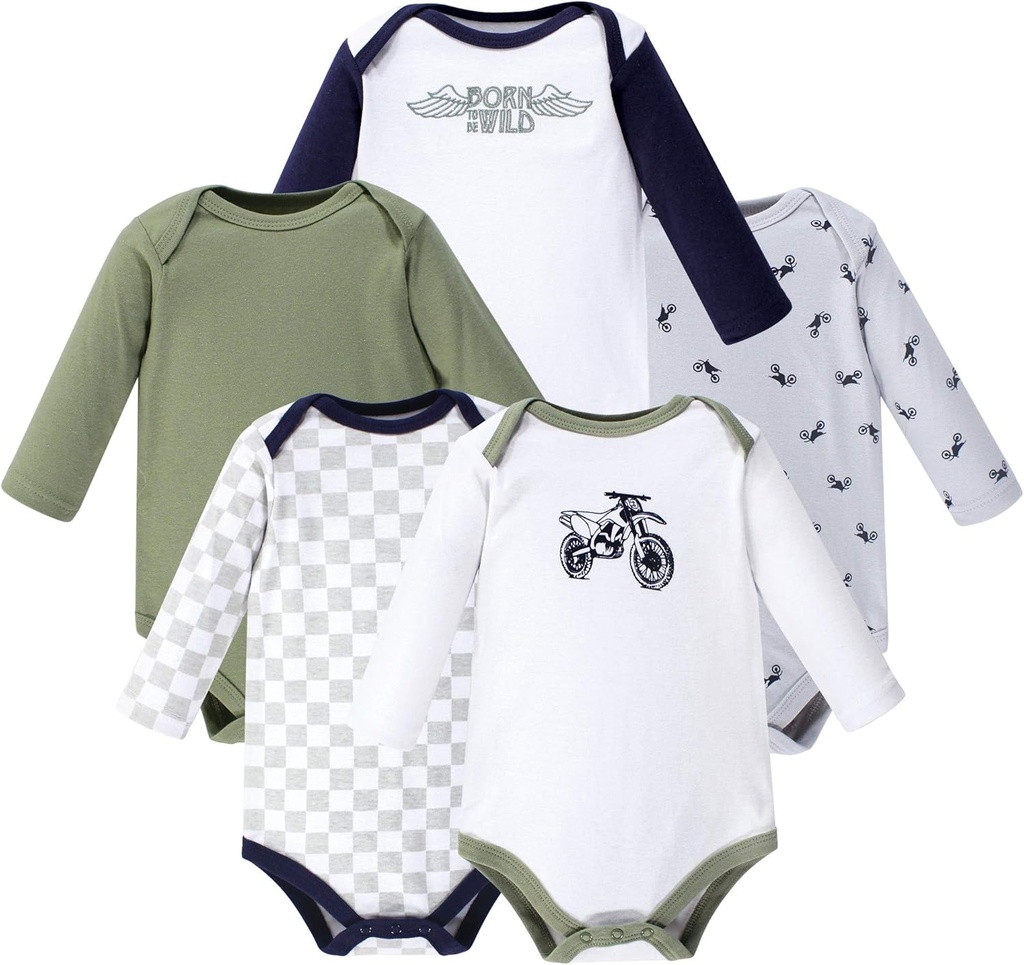 baby-boys Cotton Long-sleeve Bodysuits 5-pack