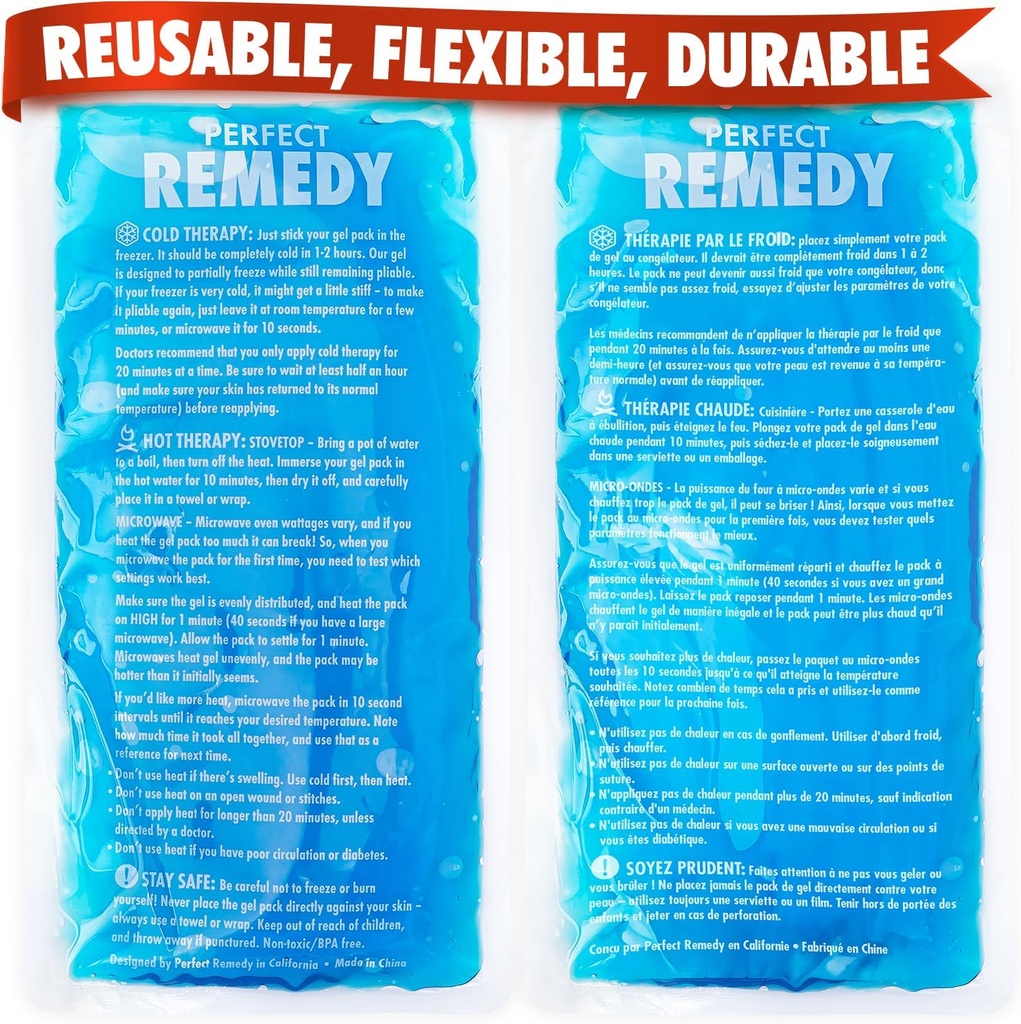 maternal and baby products perfect remedy 2-pack gel ice packs for injuries reusable hot cold pack that s durable soft flexible fast relief recovery blue reg 2pk
