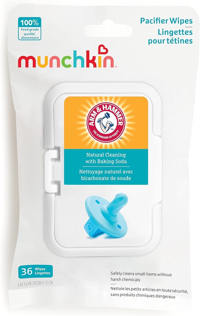 maternal and baby products munchkin arm hammer pacifier wipes - safely cleans breast pump parts and feeding essentials for baby and toddler 1 pack 36 wipes