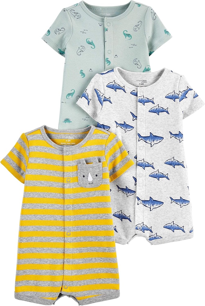 婴儿连体衣 baby 3-pack snap-up rompers
