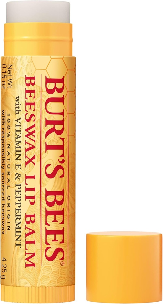 lip gloss burt s bees 100 natural moisturizing lip balm original beeswax with vitamin e peppermint oil 0 15 oz