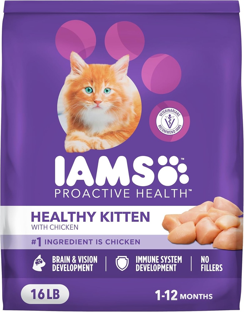 IAMS Proactive Health Healthy Kitten Dry Cat Food with Chicken, 16 lb. Bag