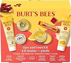 Burt's Bees Gifts Ideas, Tips and Toes Kit, 6 Travel Size Products - Pomegranate Moisturizing Lip Balm, 2 Hand Creams, Foot Cream, Cuticle Cream, and Hand Salve