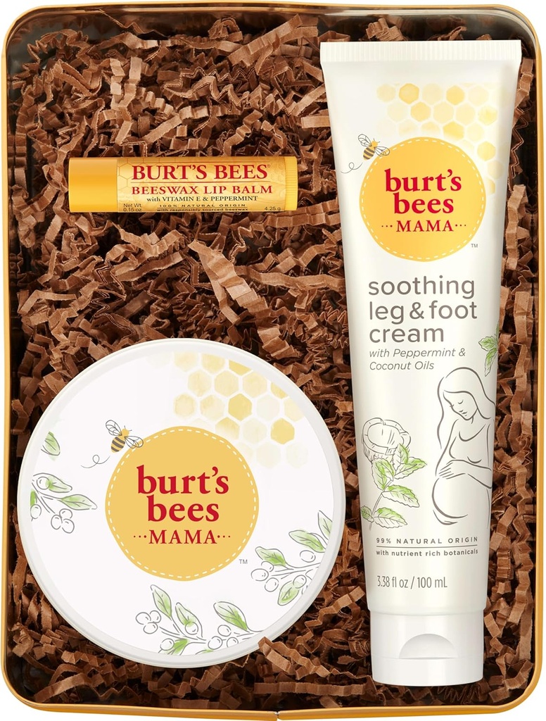 maternal and baby products burt s bees mama gift set includes lip balm leg and foot cream and belly butter natural origin skin care 0 15 oz 3 38 oz 6 5 oz
