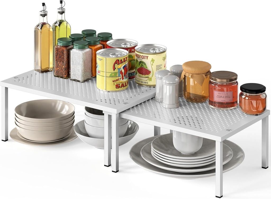 cabinets for the kitchen simple houseware expandable stackable kitchen counter shelf organizer white metal top 11 25 l x 7 9 w x 5 4 h