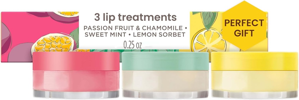 lip gloss burt s bees lip mask set- overnight intensive treatment revives nourishes for all day hydration passion fruit chamomile sweet mint lemon sorbet