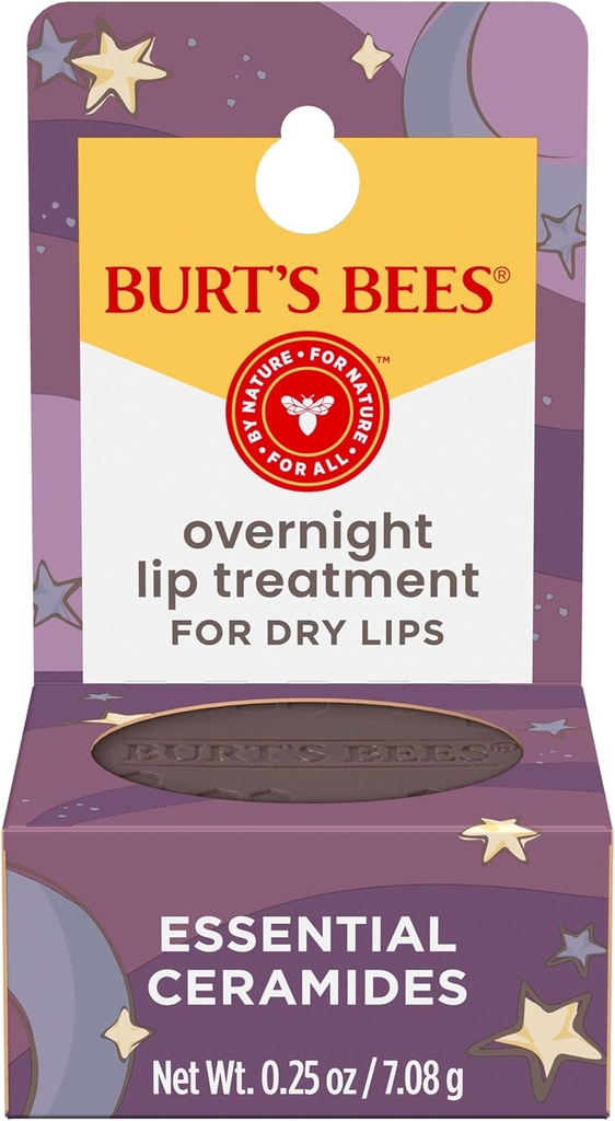 lip gloss burt s bees original overnight intensive lip treatment moisturizing restorative reduces fine lines vitamin e ceramides oils natural origin lip care 0 25 oz
