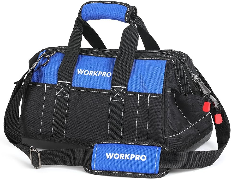 hand bag workpro 16-inch wide mouth tool bag with water proof molded base