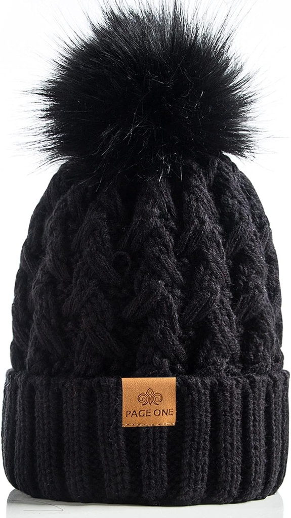 beanie hat womens winter ribbed beanie crossed cap chunky cable knit pompom soft warm hat