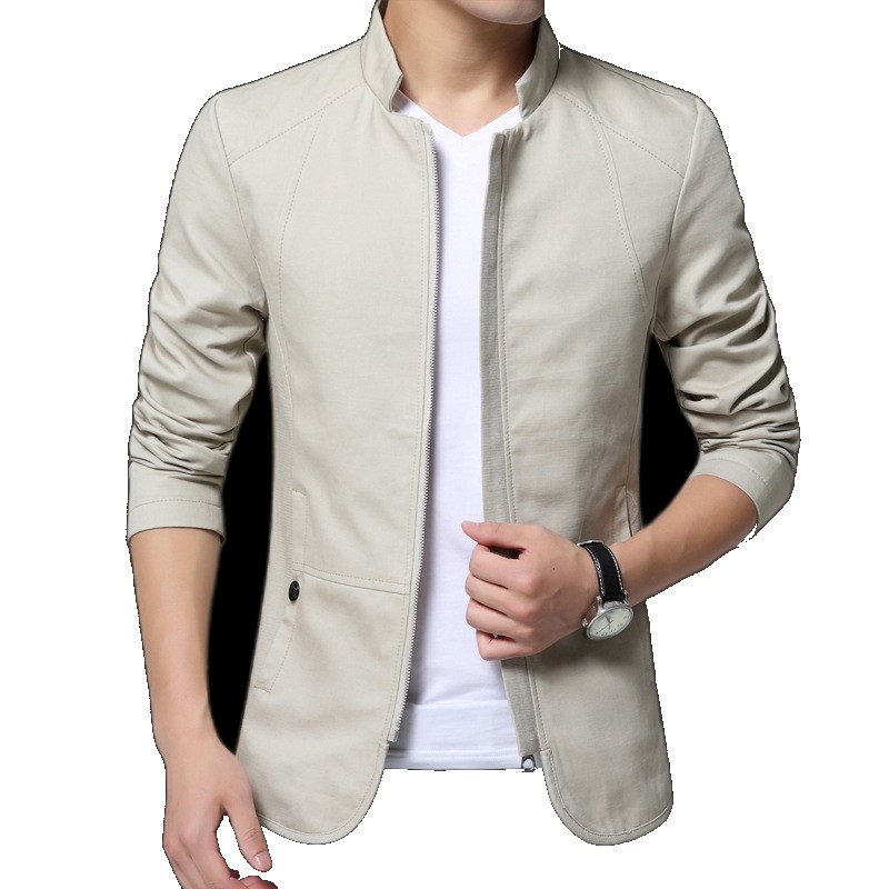 2019 Spring and Autumn Men's Stand Collar Jacket Slim Youth Coat Fashion Casual Tops Wholesale Wholesale (One Size)