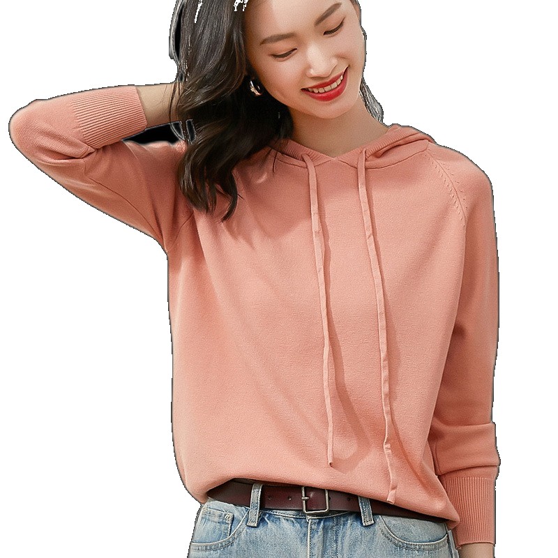 2021 new hooded sweater women's long-sleeved pullover loose casual short top hoodie bottoming sweater (One Size)