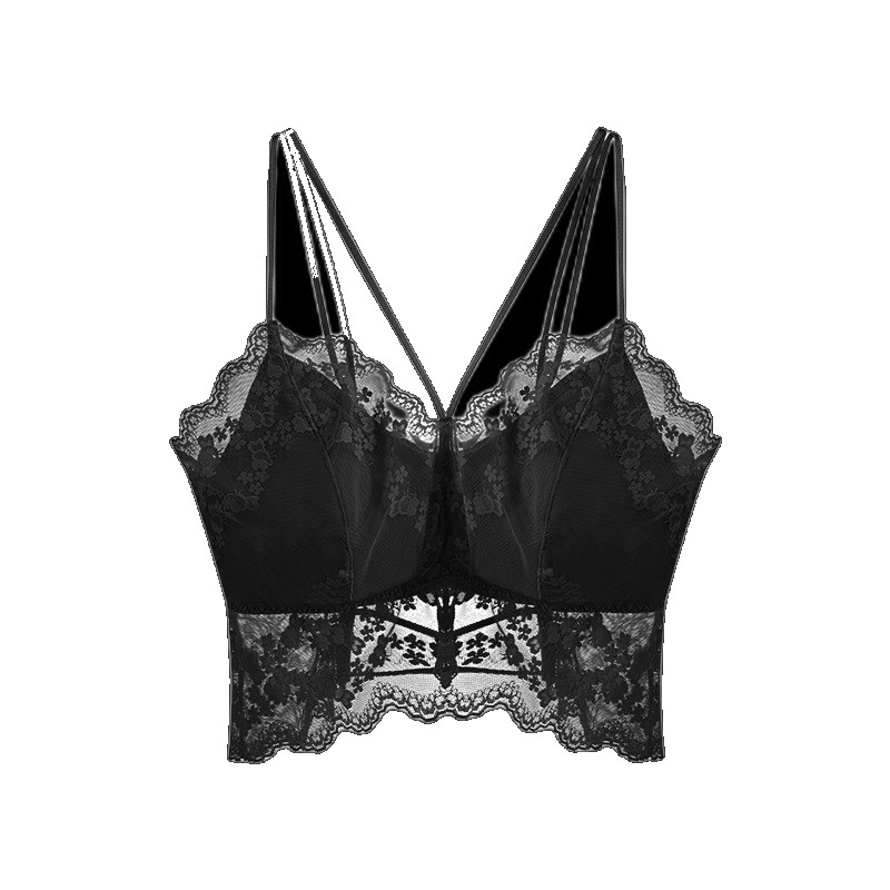 2022 new lace latex beauty back suspenders chest pad base wrap all-in-one underwear feminine tube top bra bra (One Size)