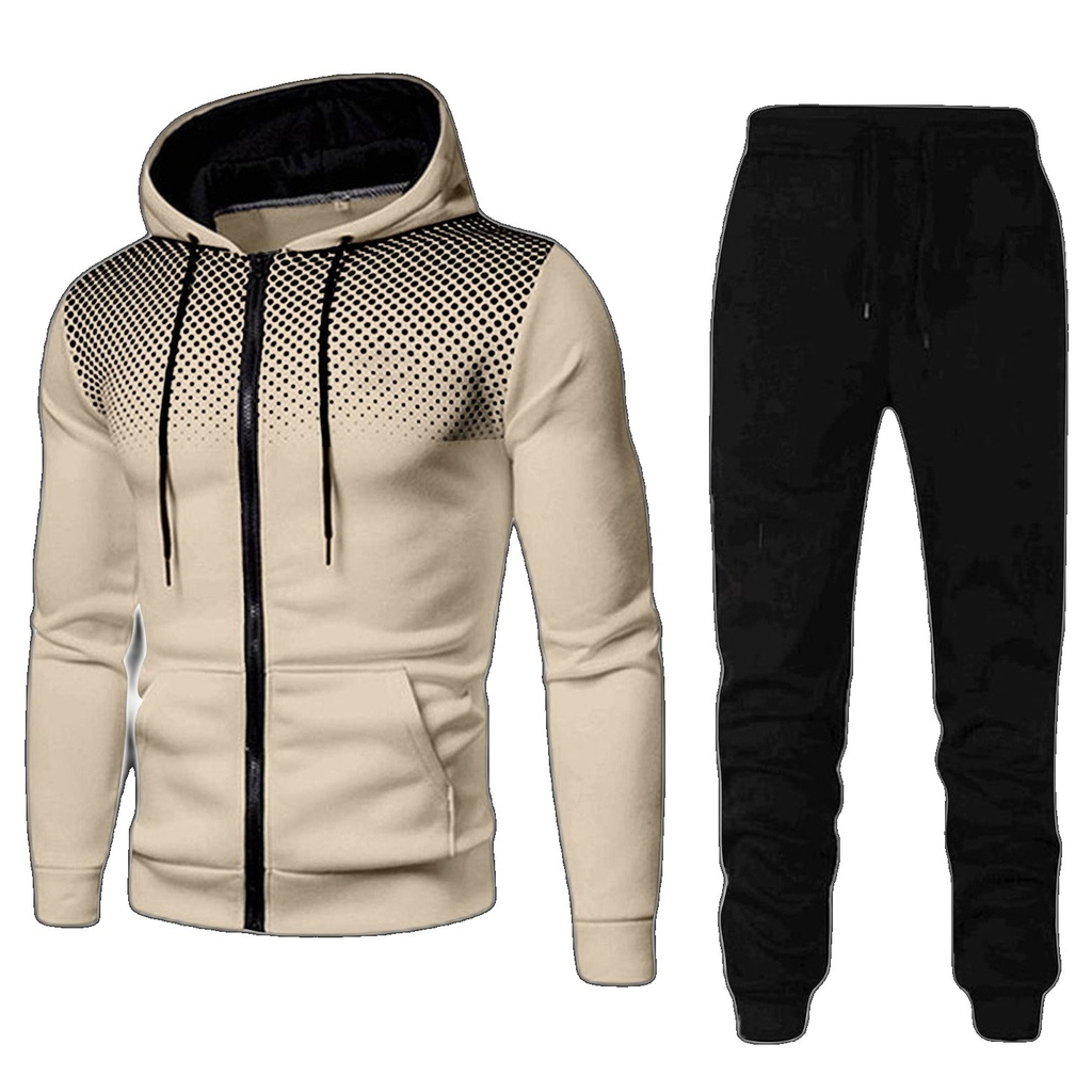2022 sweater trousers cross-border foreign trade Amazon sports fitness casual men's autumn and winter zipper suit men men (One Size)