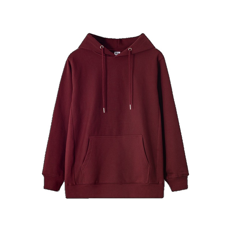 460g regular hooded collection BF style new cotton men's and women's long-sleeved shirts Korean version plus velvet trendy sweater wine red red (One Size)