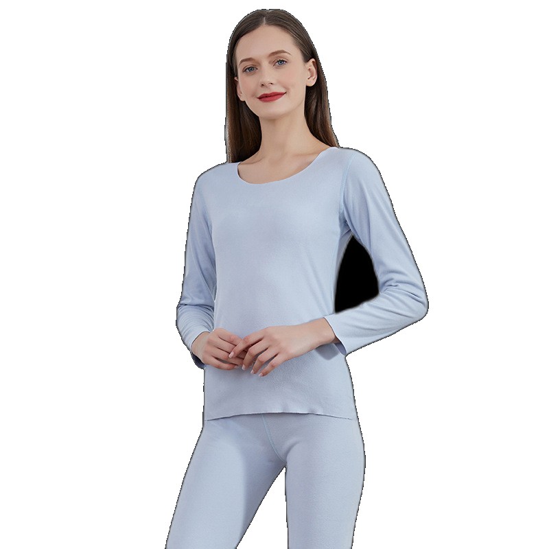 AB double-sided de velvet couple suit female self-heating seamless men's long johns two-color brushed thermal underwear female (One Size)