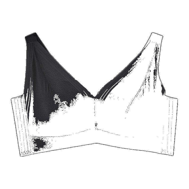 Adjustable large size underwear thin section gathered ladies soft steel ring support Thai latex big chest showing small bra bra (One Size)