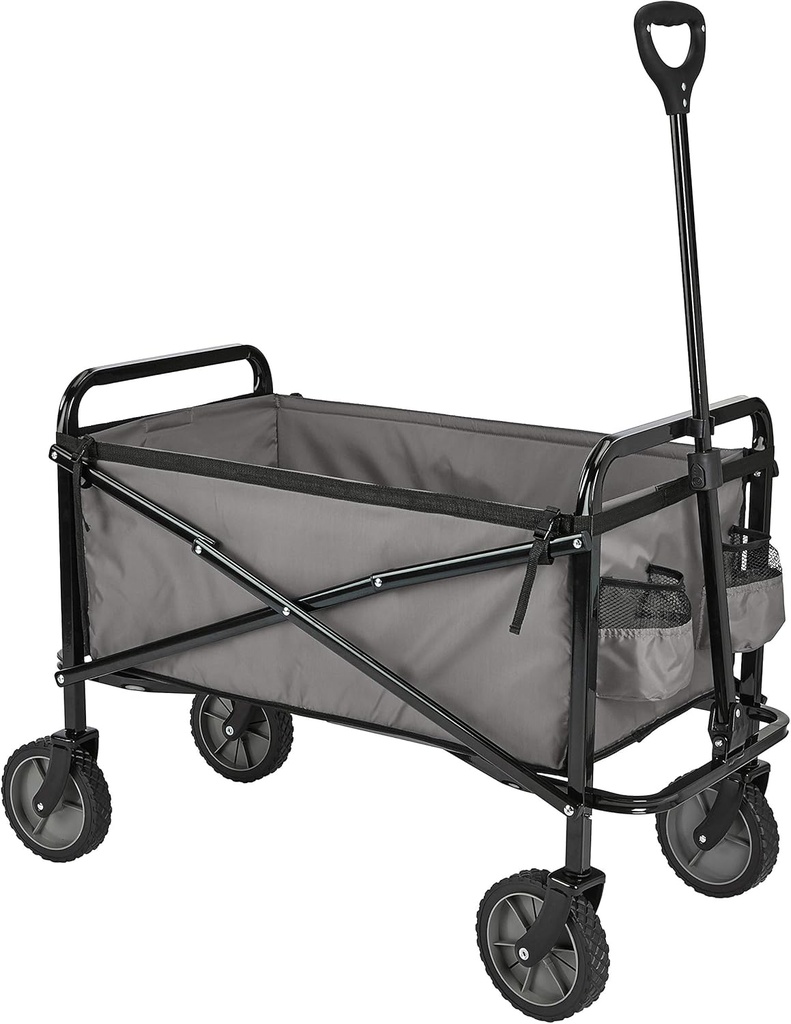 Amazon Basics Collapsible Heavy Duty Utility Wagon for Outdoor Sports, Camping, Garden, and Shopping, 265 Pounds Capacity, 27.6 x 40.9 x 20 inches, Gray (One Size)