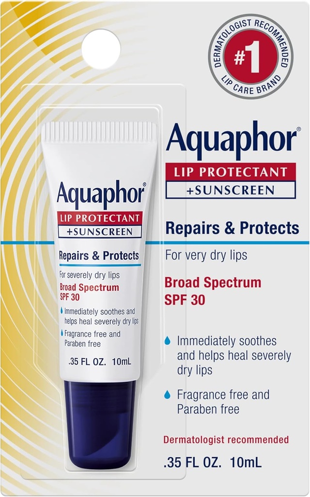 lip gloss aquaphor lip protectant and sunscreen ointment - broad spectrum spf 30 - relieves chapped lips - 35 fl oz tube