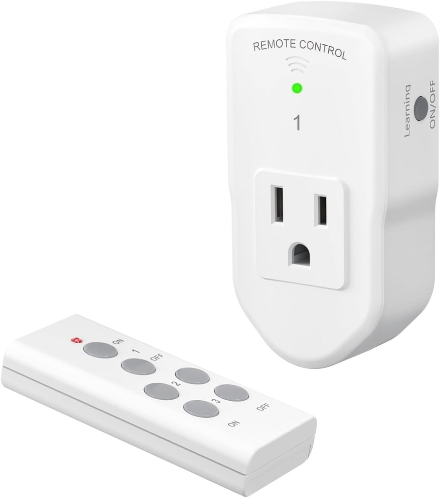 家用电器 bn-link wireless remote control outlet electrical switch for lights fans christmas lights small appliance 100ft long range white 10a 1200w 1 remote 1 outlet etl fcc certified (One Size)