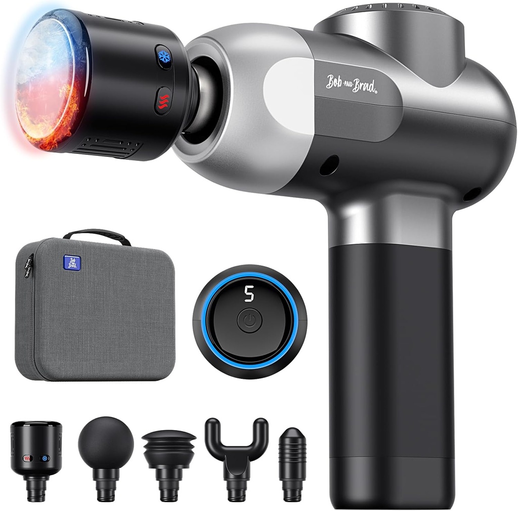 美妆 bob and brad c2 pro massage gun with heat and cold therapy fsa eligible hsa approved mini massager gun deep tissue heated professional electric back massager for athletes